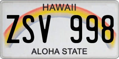 HI license plate ZSV998