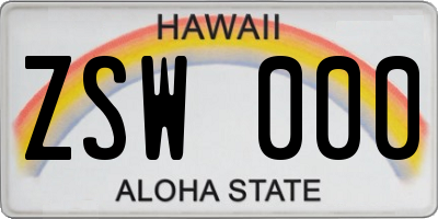 HI license plate ZSW000