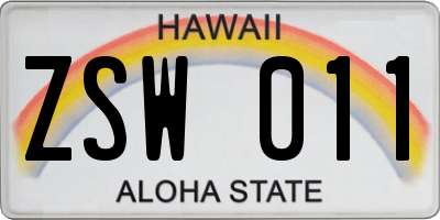 HI license plate ZSW011
