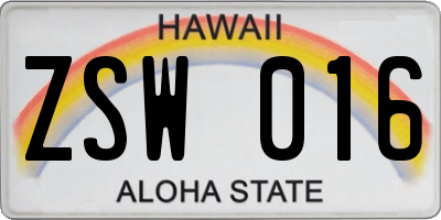 HI license plate ZSW016