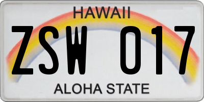 HI license plate ZSW017