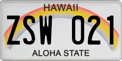 HI license plate ZSW021