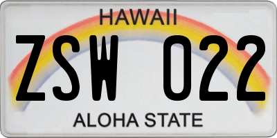 HI license plate ZSW022
