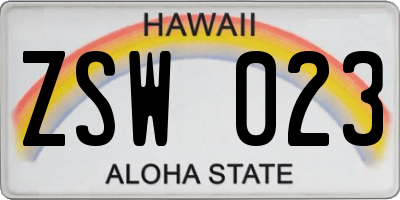 HI license plate ZSW023