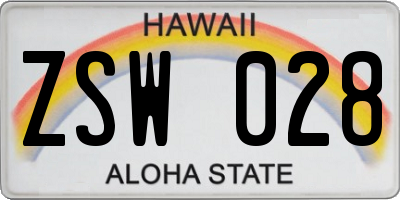 HI license plate ZSW028
