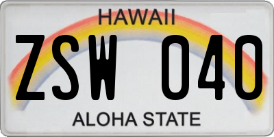 HI license plate ZSW040