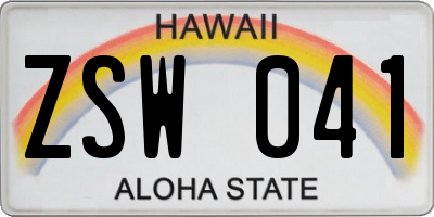 HI license plate ZSW041