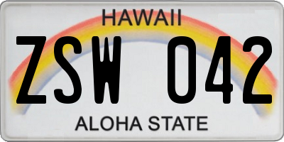 HI license plate ZSW042