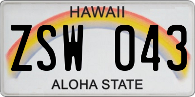 HI license plate ZSW043