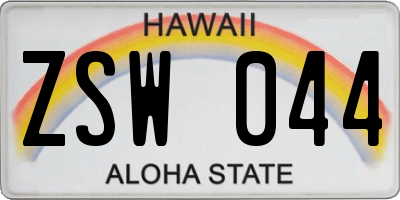 HI license plate ZSW044