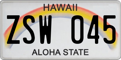 HI license plate ZSW045