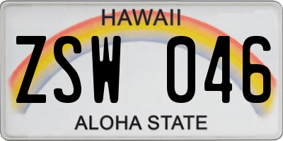 HI license plate ZSW046