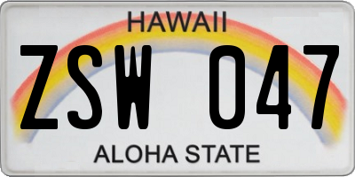 HI license plate ZSW047