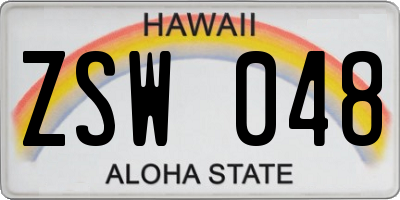 HI license plate ZSW048