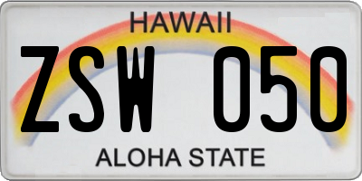 HI license plate ZSW050