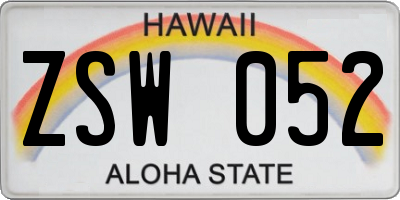 HI license plate ZSW052
