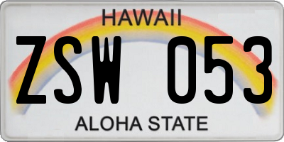 HI license plate ZSW053