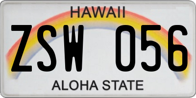 HI license plate ZSW056