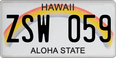 HI license plate ZSW059