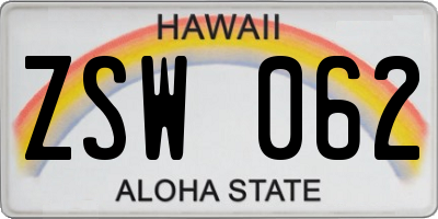 HI license plate ZSW062