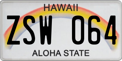 HI license plate ZSW064