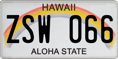 HI license plate ZSW066
