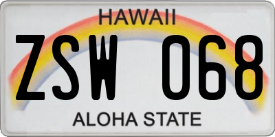 HI license plate ZSW068