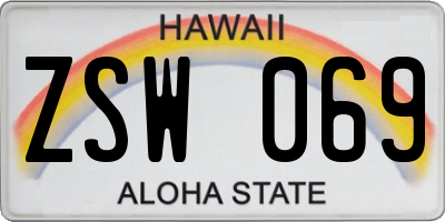 HI license plate ZSW069