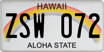 HI license plate ZSW072