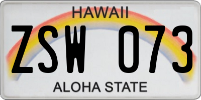 HI license plate ZSW073