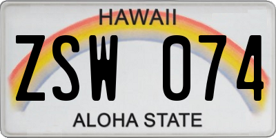 HI license plate ZSW074