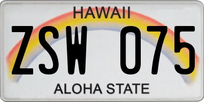 HI license plate ZSW075