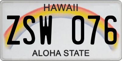 HI license plate ZSW076