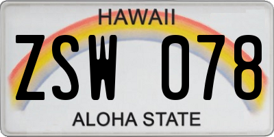 HI license plate ZSW078