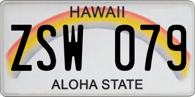 HI license plate ZSW079