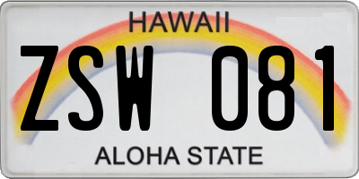 HI license plate ZSW081