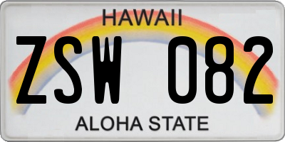 HI license plate ZSW082