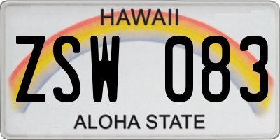 HI license plate ZSW083