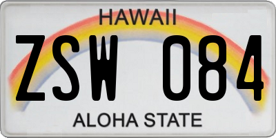 HI license plate ZSW084