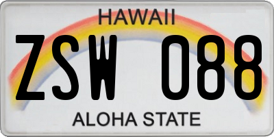 HI license plate ZSW088
