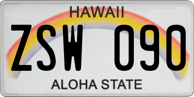 HI license plate ZSW090