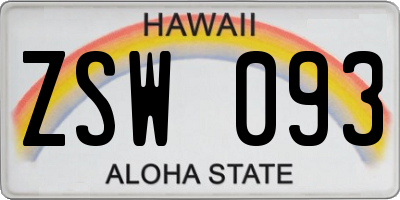 HI license plate ZSW093