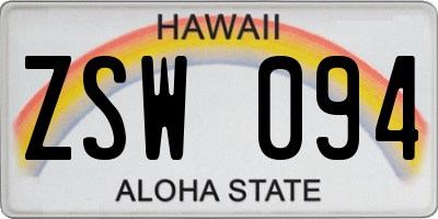 HI license plate ZSW094