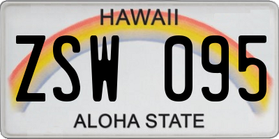 HI license plate ZSW095