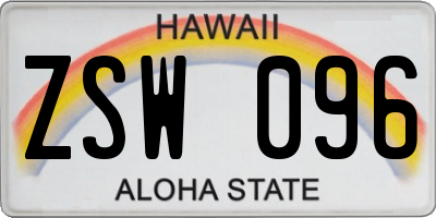 HI license plate ZSW096