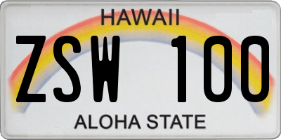 HI license plate ZSW100