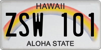 HI license plate ZSW101