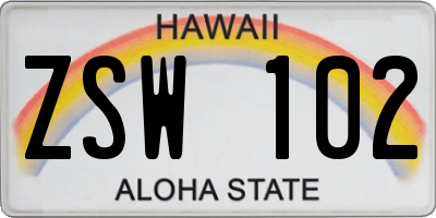 HI license plate ZSW102