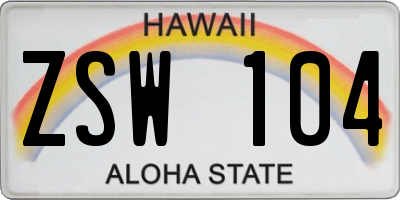 HI license plate ZSW104