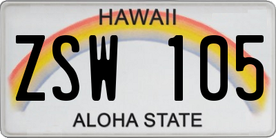 HI license plate ZSW105